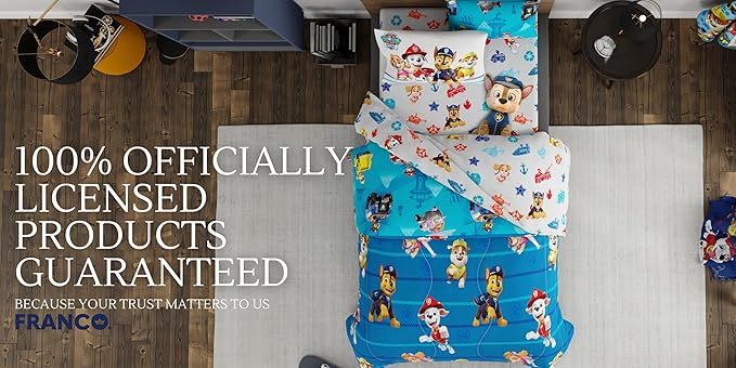 Paw Patrol Kids Bedding Super Soft Comforter and Sheet Set with Sham, 5 Piece Twin Size, (100% Officially Licensed Nickelodeon Product) By Franco - LeafyLoom