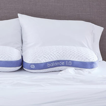 Bedgear Balance Cuddle Curve Performance Pillow - Size 1.0 - Moisture-Wicking Pillow for Side Sleepers - Medium Firmness Bed Pillow- Hypoallergenic, Washable Removable Cover - 20" W x 26" L x 5.25" H - LeafyLoom