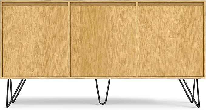 SIMPLIHOME Hunter 60 inch x 18 inch Rectangle Industrial Contemporary Sideboard Buffet in Oak Veneer for The Dining Room and Kitchen - LeafyLoom