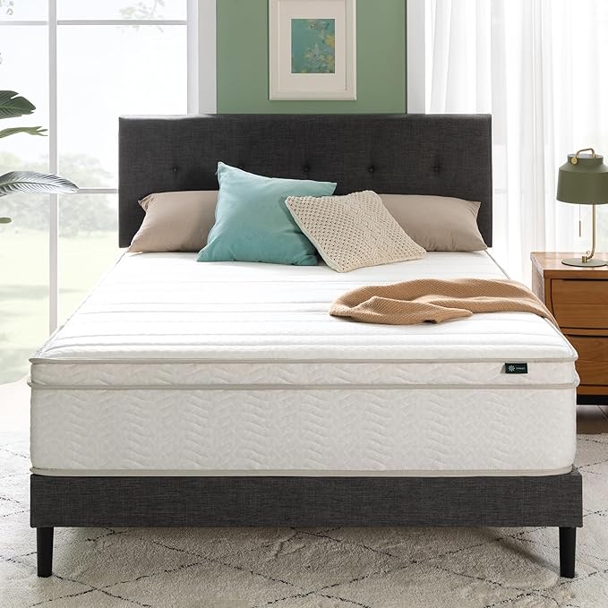 ZINUS 12 Inch Foam and Spring Hybrid Mattress [New Version], Full, Fiberglass free, Medium Firmness, Durable Support, Certified Safe Foams & Fabric, Mattress in A Box - LeafyLoom