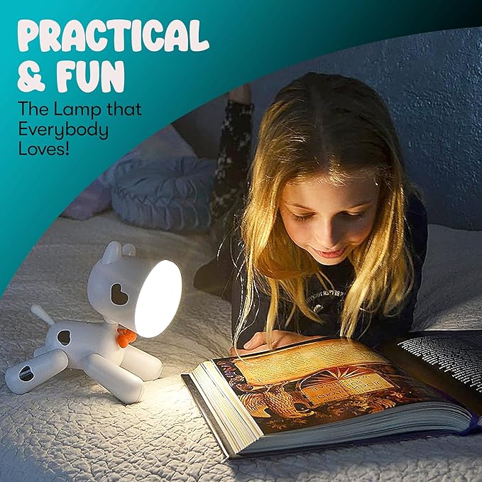 Spotlights: The Original, Cute, LED Dog lamp: Kids Desk lamp, Kids Night lamp, Kids Reading lamp, Nursery lamp, Dorm lamp. Great Gift idea for Dog Lovers. Add Spots or Leave White - LeafyLoom