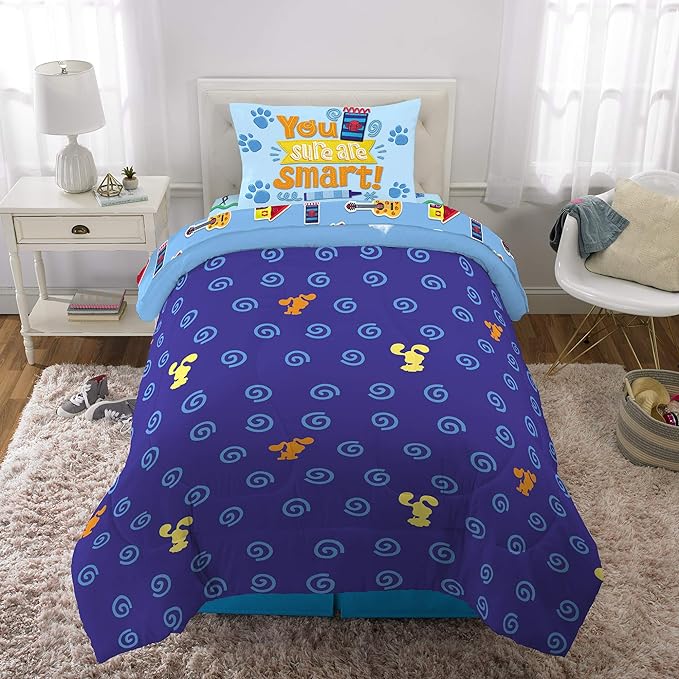 Franco Kids Bedding Super Soft Comforter and Sheet Set, 4 Piece Twin Size, Blues Clues - LeafyLoom