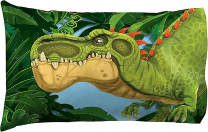 Jay Franco Gigantosaurus 4 Piece Toddler Bed Set – Bed Set includes Toddler Size Comforter & Sheet Set - Bedding Features Dinosaur Rocky, Bill, Tiny, & Mazu (Official Gigantosaurus Product) - LeafyLoom