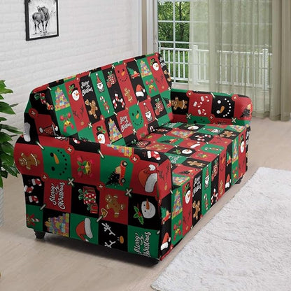 FKELYI Cute Christmas Furniture Protector Easy Going Stretch Sofa Slipcover Non-Slip Sofa Couch Cover Washable Sofa Slipcovers L FKELYI