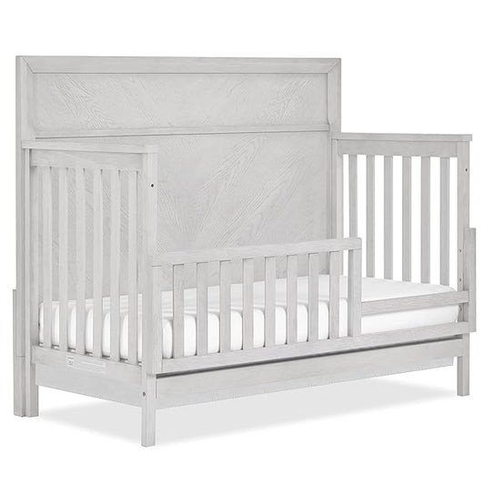 Evolur Lourdes Convertible Crib Toddler Guard Rail in Greyhoud, Full and Easy Assembly, Lasting Quality, Converts Cribs to Toddler Beds, Made of Solid Hardwood - LeafyLoom