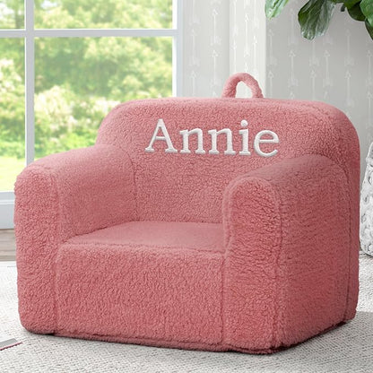 Delta Children Personalized Sherpa Cozee Chair - Customize with Name – Foam Kids Chair for Ages 18 Months and Up, Rose - LeafyLoom