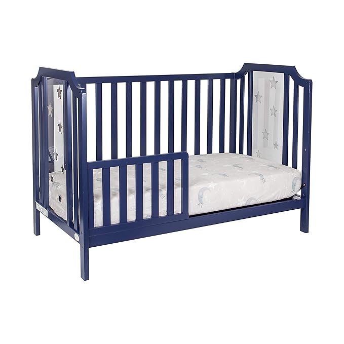 Suite Bebe Celeste 3 in 1 Convertible Island Crib Wood and Acrylic, Navy Blue - LeafyLoom