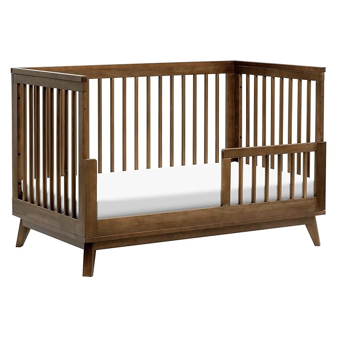 Babyletto Scoot 3-in-1 Convertible Crib with Toddler Bed Conversion Kit in Natural Walnut, Greenguard Gold Certified - LeafyLoom