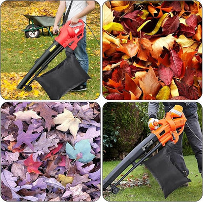 OwnMy Universal Leaf Vacuum Blower Bag Black Leaf Vacuum Bag Leaf Blower Replacement Bag with 3 Fasten Ties, Adjustable Leaf Blower Mulcher Bag Bottom Debris Zipper Bag Fallen Leaves Collection Bag - LeafyLoom