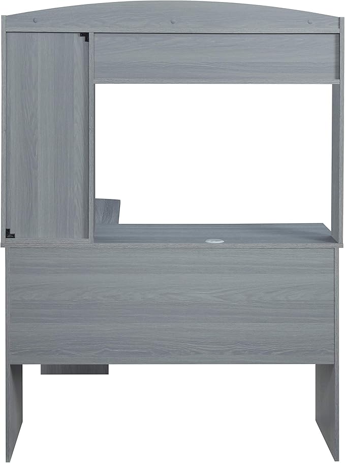 Techni Mobili Modern Hutch L-Shaped Computer Desk, Grey - LeafyLoom