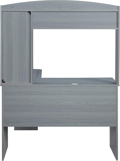 Techni Mobili Modern Hutch L-Shaped Computer Desk, Grey - LeafyLoom