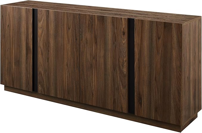 Walker Edison Liss Contemporary 4-Door Minimalist Sideboard, 70 Inch, Dark Walnut - LeafyLoom