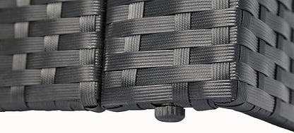 4 Pieces Outdoor Furniture Complete Patio Cushion Wicker P.E Rattan Garden Set, Full, Black - LeafyLoom