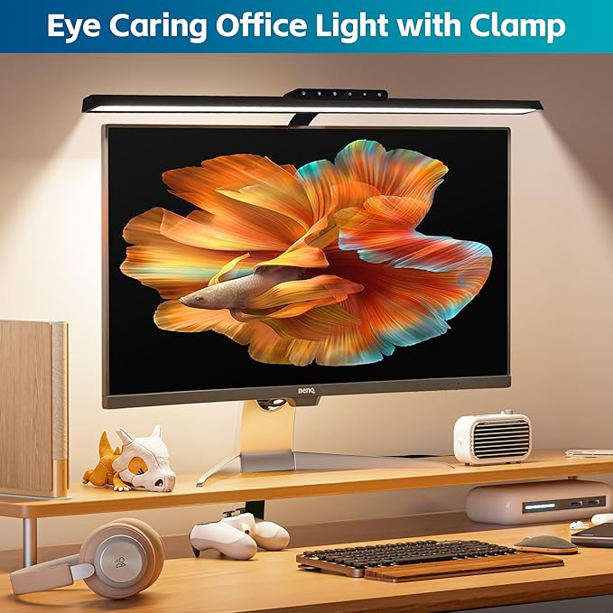 Desk Lamp, Stepless Dimming Desk Lamp with Clamp Flexible Gooseneck Desk Lamps for Home Office Eye Caring Desk Light Modern 24W Office Light for Sewing Studying Working Drawing - LeafyLoom