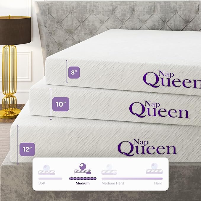 NapQueen Full Mattress, 6 Inch Elizabeth Cooling Gel Memory Foam Mattress, Full Bed Mattress in a Box, CertiPUR-US Certified, Medium Firm, Breathable Soft Fabric Cover - LeafyLoom