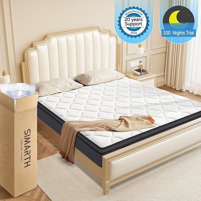 King Mattress 14 Inch - Memory Foam Hybrid Mattress with Motion Isolation and Pressure Relief, Strong Edge Support, Pocket Spring King Size Mattress in a Box, Medium Firm - LeafyLoom