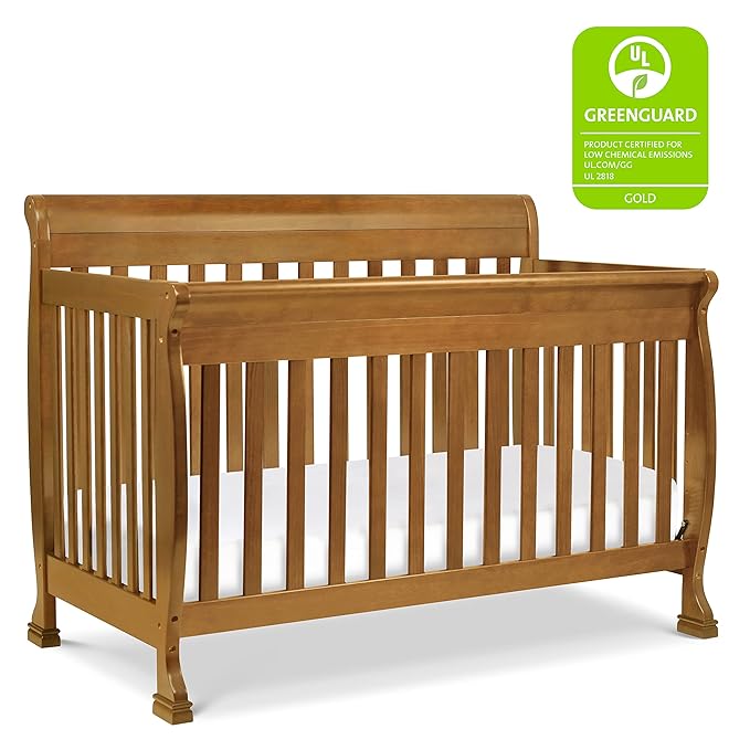 DaVinci Kalani 4-in-1 Convertible Crib in Chestnut, Greenguard Gold Certified - LeafyLoom