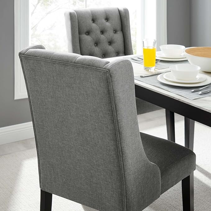 Modway Baronet Button Tufted Fabric, One Dining Chair, Light Gray - LeafyLoom