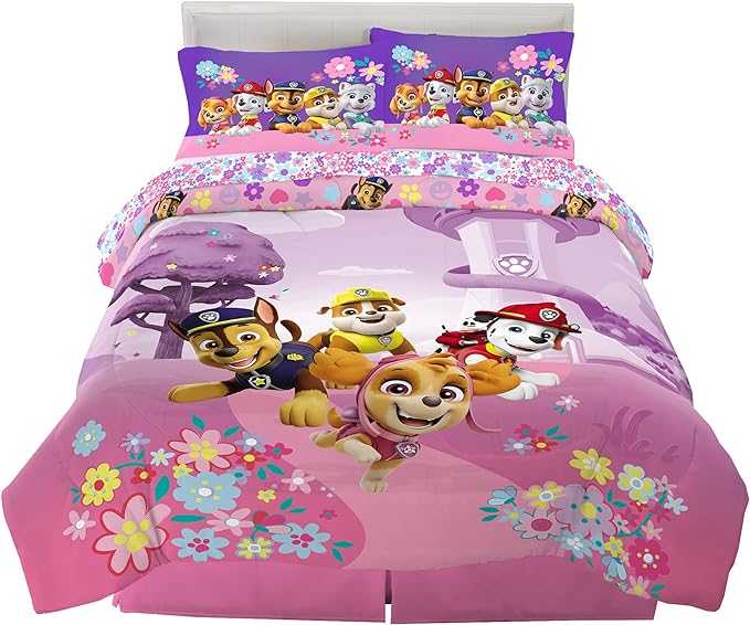 Franco Kids Bedding Super Soft Comforter and Sheet Set, 5 Piece Full Size, Paw Patrol Girls - LeafyLoom