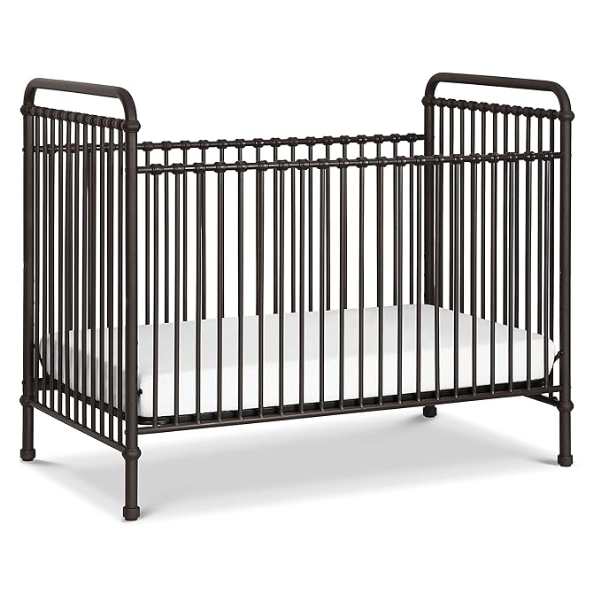 Namesake Abigail 3-in-1 Convertible Metal Crib in Vintage Iron, Greenguard Gold Certified - LeafyLoom