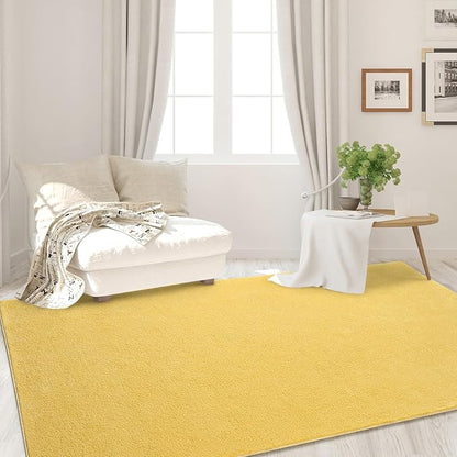 Area Rugs for Bedroom Living Room, 5x8 Yellow Super Soft Comfy Thickened Memory-Foam Indoor Carpets, Modern Aesthetic Minimalist Carpet for Boys Girls Adults Apartment Nursery Home Décor - LeafyLoom