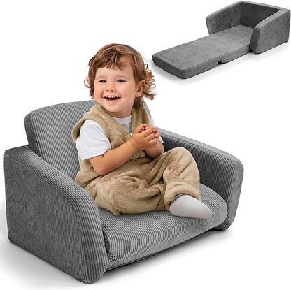 ZICOTO Comfy Kids Chair for Toddler - Stylish 2 in 1 Lounger Made of Memory Foam Easily Unfolds Into a Soft Baby Couch to Nap On - Modern Fold Out Sofa for The Little Ones - LeafyLoom