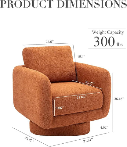 COLAMY Swivel Accent Chairs Set of 2, 32Inches Wide Upholstered Armchair with Plush Back Pillow for Living Room, Modern Sofa Corner Chair for Nursery/Living Room/Bedroom-Orange - LeafyLoom