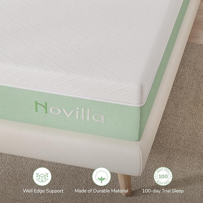 Novilla Queen Mattress,10 Inch Gel Memory Foam Mattress for Suppotive &Pressure Relieving, Medium Firm Feel Mattress in a Box,Bliss - LeafyLoom