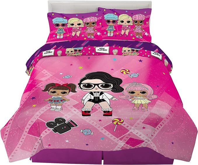 Franco Kids Bedding Super Soft Comforter and Sheet Set, 5 Piece Full Size, LOL Surprise - LeafyLoom