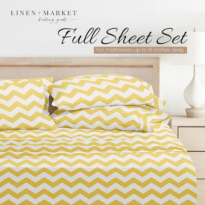 Linen Market 4 Piece Full Bedding Sheet Set (Yellow Arrow) - Sleep Better Than Ever with These Ultra-Soft & Cooling Bed Sheets for Your Full Size Bed - Deep Pocket Fits 16" Mattress - LeafyLoom