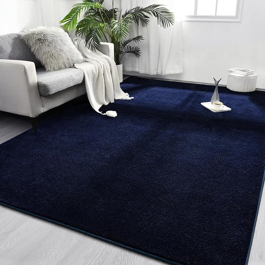 Area Rugs for Bedroom Living Room, 5x8 Navy Blue Super Soft Comfy Thickened Memory-Foam Indoor Carpets, Modern Aesthetic Minimalist Carpet for Boys Girls Adults Apartment Nursery Home Décor - LeafyLoom