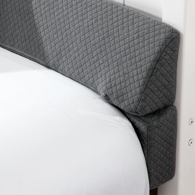 HOMBYS Wedge Pillow Headboard for Bed Gap,Foldable Bed Wedge Gap Filler Full Size,Matterss Gap Filler,Multi Functional Bed Crack Pillow, Fill The Gap (0-7") Between Your Headboard and Mattress,Grey - LeafyLoom