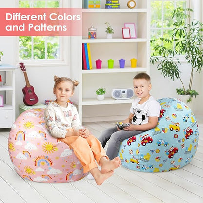 Bean Bag Chair for Kids Stuffed Animal Storage Beanbag Chairs,Toddler Toy Storage Organizer for Girls and Boys,Large 32'' Cover Only（No Filling - LeafyLoom