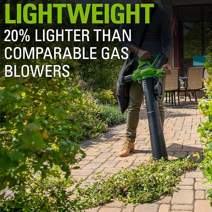 Greenworks 40V (185 MPH / 340 CFM / 75+ Compatible Tools) Cordless Brushless Leaf Blower / Vacuum, Tool Only - LeafyLoom