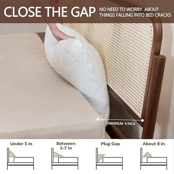 Bed Wedge Pillow,Headboard Pillow,Mattress Wedge,Close The Gap (0-8") Between Your Mattress and Headboard,Bed Gap Filler (White, Full) - LeafyLoom