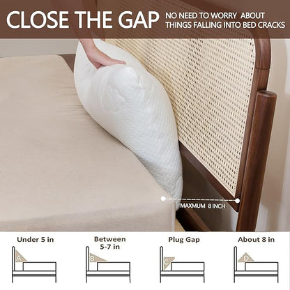 Bed Wedge Pillow,Headboard Pillow,Mattress Wedge,Close The Gap (0-8") Between Your Mattress and Headboard,Bed Gap Filler (White, Full) - LeafyLoom