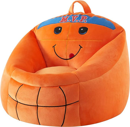 Heritage Kids Micromink Squishy Bean Bag Chair for Kids Ages 3+, Basketball - LeafyLoom