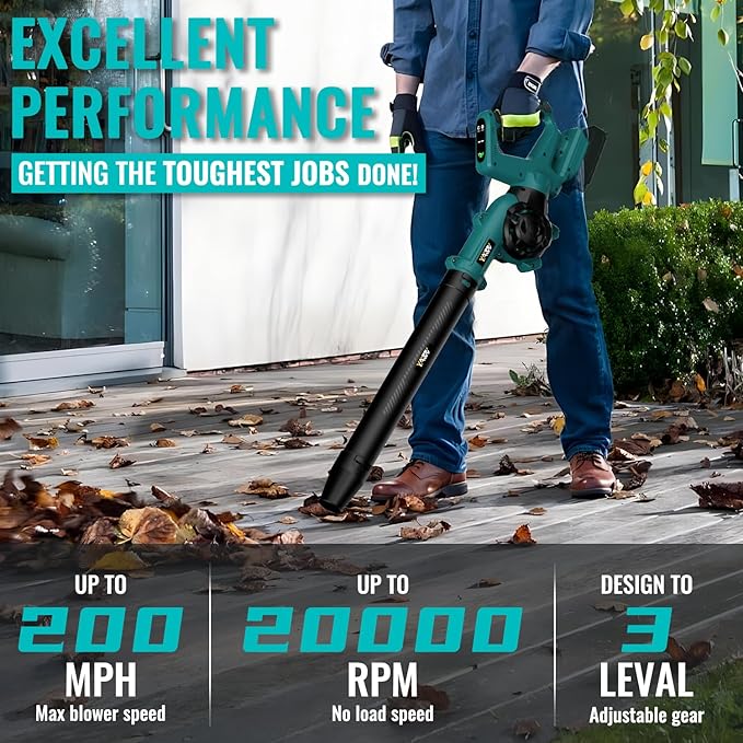 Leaf Blower, Cordless Leaf Blower for Makita 18V Battery, 3 Speed Modes Up to 200MPH, 270° Rotatable Electric Leaf Blower with 4 Blowing Nozzles for Lawn Care and Yard(Battery Not Included) - LeafyLoom