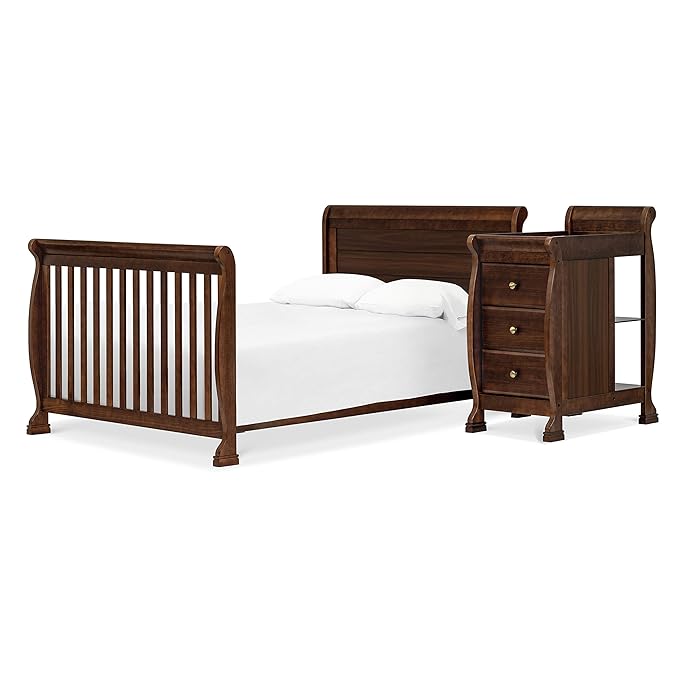 DaVinci Kalani 4-in-1 Convertible Crib and Changer Combo in Espresso - LeafyLoom