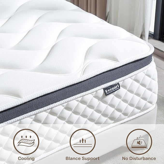 King Mattress,12 Inch King Size Mattress in a Box,Gel Memory Foam and Innerspring Hybrid Mattress with Individual Pocket Spring for Motion Isolation,Pressure Relief,Medium Firm Feel - LeafyLoom