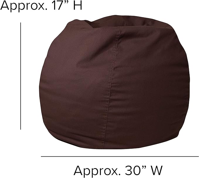 Flash Furniture Dillon Small Bean Bag Chair for Kids and Teens, Foam-Filled Beanbag Chair with Machine Washable Cover, Brown - LeafyLoom