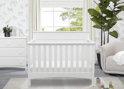 Delta Children Fancy 4-in-1 Convertible Baby Crib - Greenguard Gold Certified, Bianca White - LeafyLoom