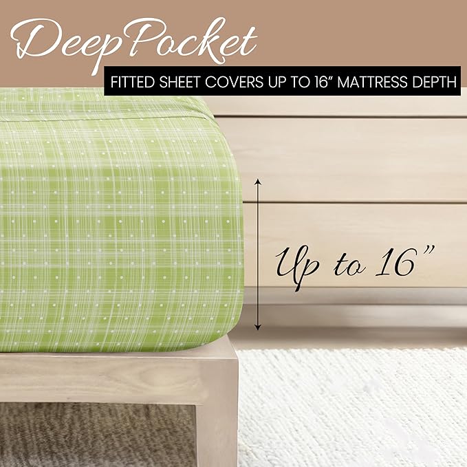 Linen Market 3 Piece Twin Bedding Sheet Set (Moss Polka) - Sleep Better Than Ever with These Ultra-Soft & Cooling Bed Sheets for Your Twin Size Bed - Deep Pocket Fits 16" Mattress - LeafyLoom