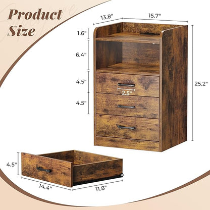 SUPERJARE File Cabinet with Charging Station - LeafyLoom