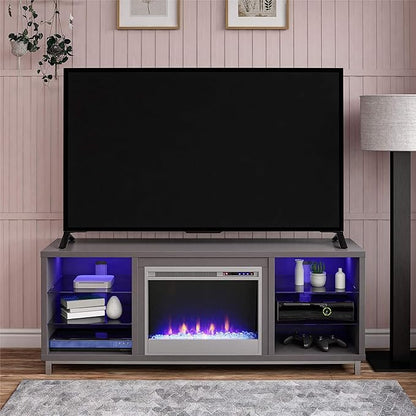 Ameriwood Home Lumina Fireplace Stand, TVs up to 70", Graphite Gray - LeafyLoom