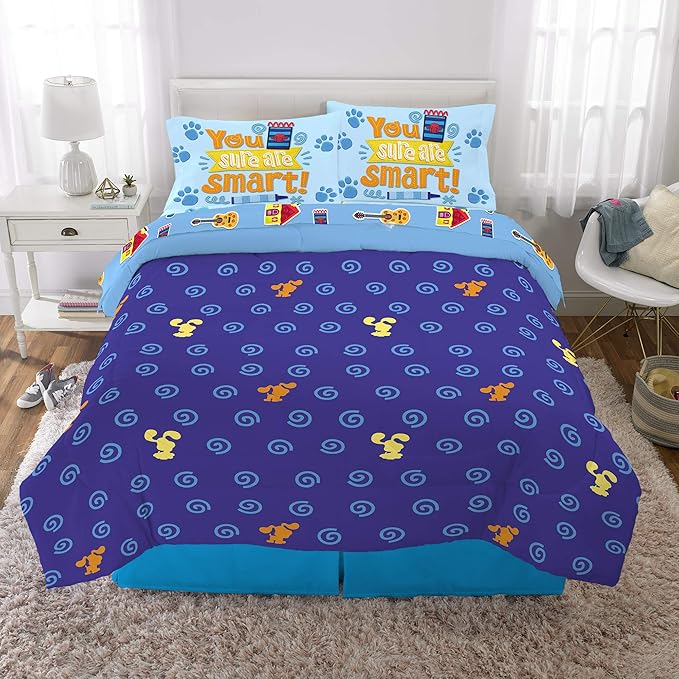 Franco Kids Bedding Super Soft Comforter and Sheet Set, 5 Piece Full Size, Blues Clues - LeafyLoom