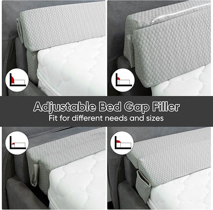 4 Modes Queen Size Wedge Pillow Headboard for Bed Gap, Foldable Bed Wedge Pillow Gap Filler, Mattress Gap Filler, Long Pillow for Bed Triangle Pillow, Fill The Gap (0-7) Between Headboard and Mattress - LeafyLoom