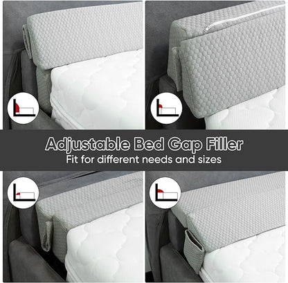 4 Modes King Size Wedge Pillow Headboard for Bed Gap, Foldable Bed Wedge Pillow Gap Filler, Mattress Gap Filler, Long Pillow for Bed Triangle Pillow, Fill The Gap (0-7") Between Headboard and Mattress - LeafyLoom