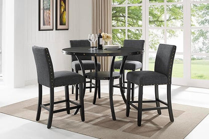 New Classic Furniture Crispin Counter Dining Chair (Set of Four), 100% Polyester Granite Gray Fabric with Espresso Legs - LeafyLoom