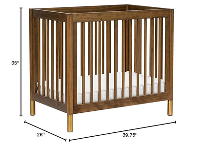 babyletto Gelato 4-in-1 Convertible Mini Crib in Natural Walnut and Brushed Gold Feet, Greenguard Gold Certified - LeafyLoom